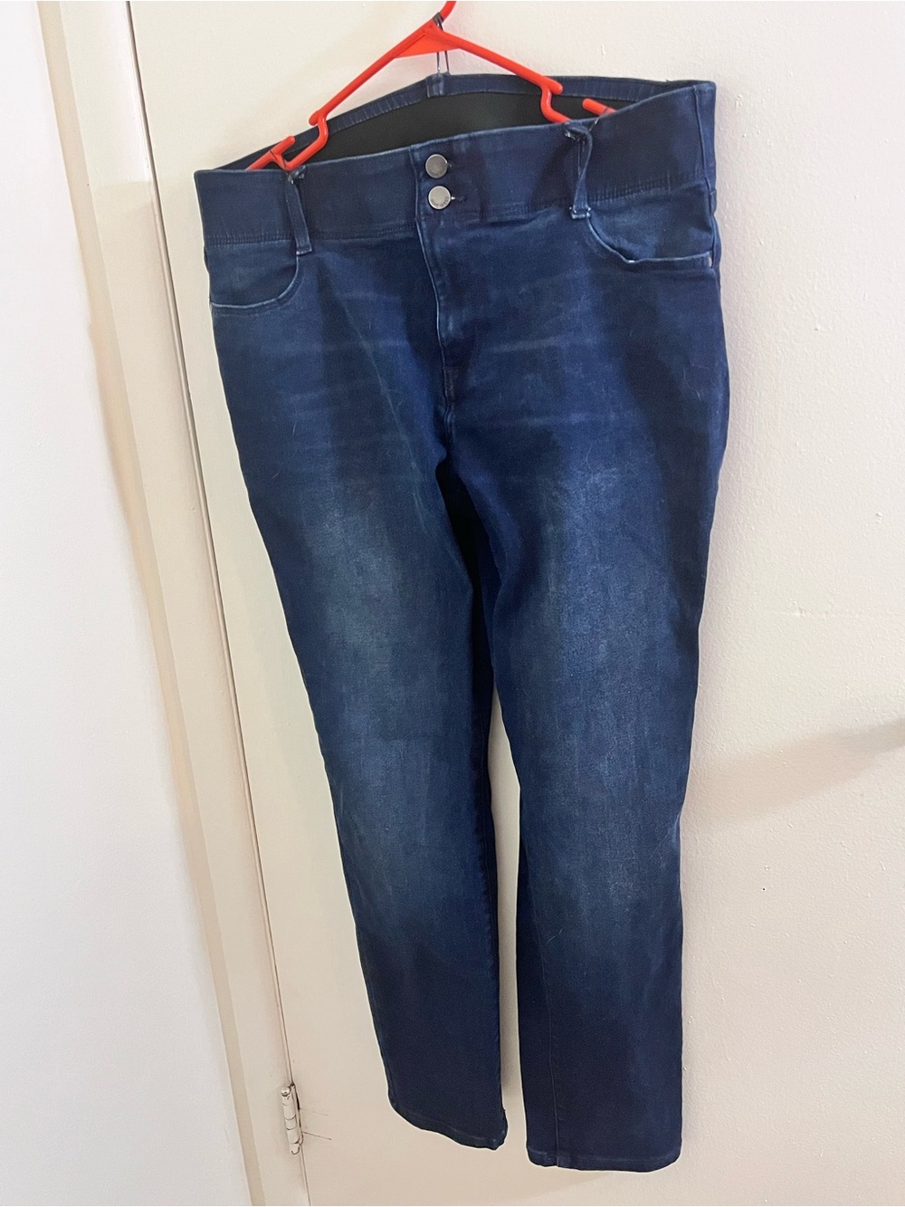 Nine West Size 14 Dark Wash Straight Leg Jeans Elastic Waistband